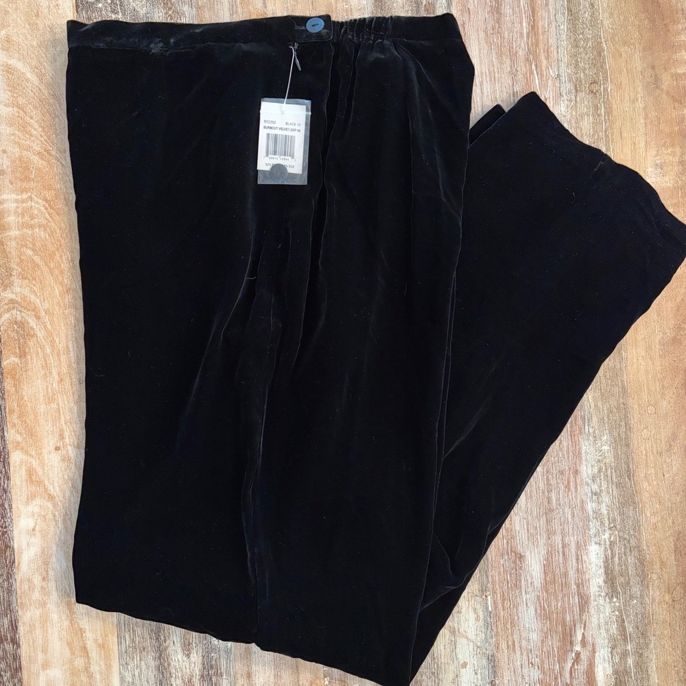 VTG Rafaella Silk Blend Velvet Pants Black Straight Leg Med Hong Kong Vamp Goth